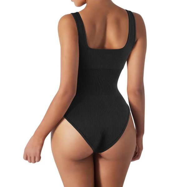 HSW-ACT14 Jumpe Body Suit Women Ribbed Sexy Bodysuit Short Romper Summer New Bodysuits Solid Sexy Sleeveless Square Neck Padded Tank Top - Image 2